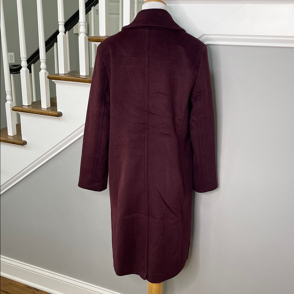 Banana Republic Factory Burgundy Wool Blend Topcoat Peacoat - Picture 6 of 9